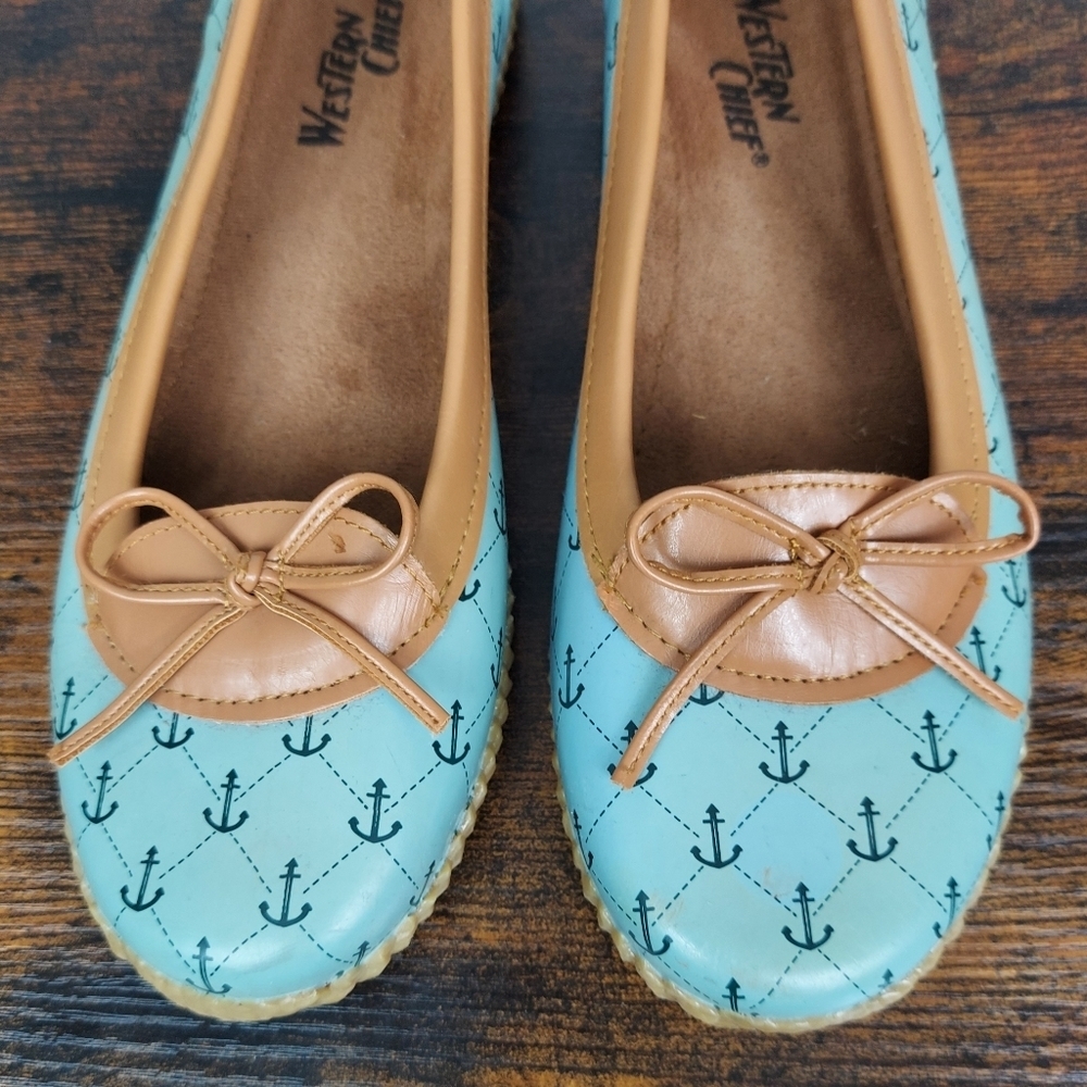 Western Chief Blue Anchor Women's Slip On Casual Flat Shoes 9 - Picture 3 of 9